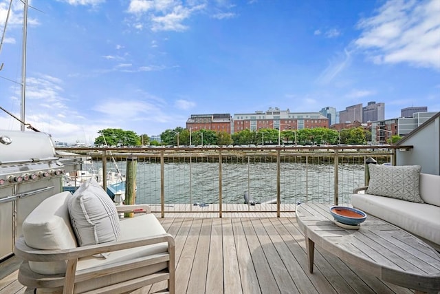 8 Union Wharf Unit 8, Boston, MA 02109 - deck with a water view, a boat dock, and outdoor lounge area