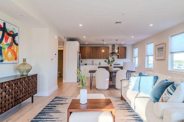 living room featuring light hardwood / wood-style flooring