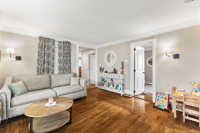 53 Avon St, Taunton, MA 02780 - living area with crown molding, wood finished floors, and baseboards