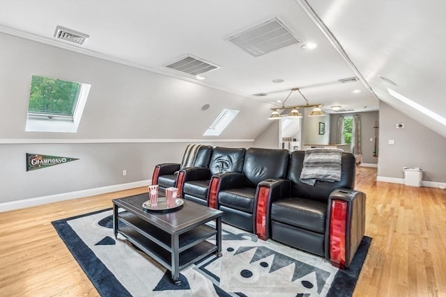 225 Walker St, Seekonk, MA 02771 - living room featuring a skylight, light wood-style flooring, baseboards, lofted ceiling, and recessed lighting