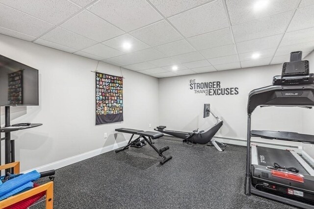 225 Walker St, Seekonk, MA 02771 - exercise room with a drop ceiling, baseboards, and recessed lighting