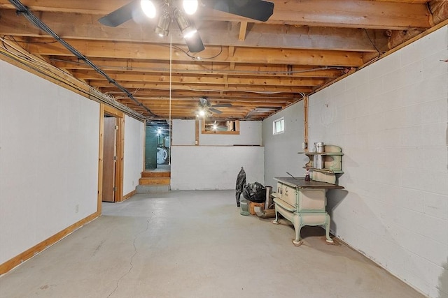 128 Arthur Ave, Athol, MA 01331 - below grade area featuring a ceiling fan