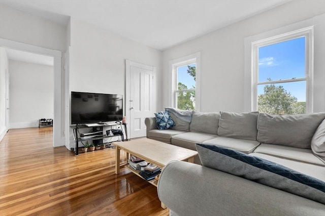 11 Barr St, Salem, MA 01970 - living room featuring light wood-style flooring and baseboards