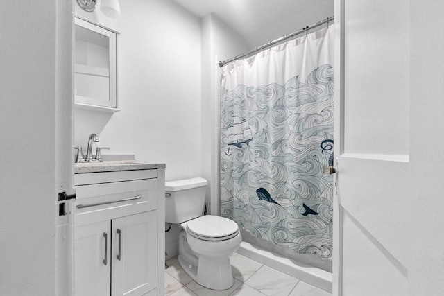 11 Barr St, Salem, MA 01970 - full bath featuring vanity, a shower with shower curtain, and marble finish flooring