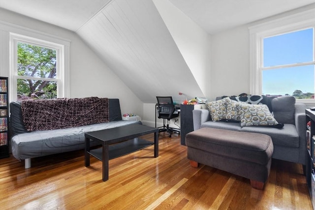 11 Barr St, Salem, MA 01970 - living area featuring light wood-style floors and vaulted ceiling