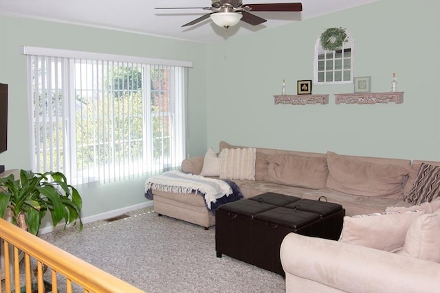 51 Pinecrest Dr Unit 51, Chicopee, MA 01020 - carpeted living area with a ceiling fan and baseboards