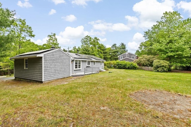 258 Plympton Rd, Plymouth, MA 02360 - view of green lawn with a wooden deck