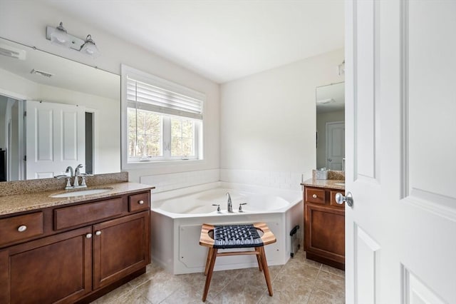 86 Pioneer Trl, Plymouth, MA 02360 - full bath with vanity, a bath, and tile patterned flooring