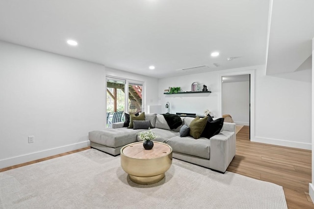 86 Pioneer Trl, Plymouth, MA 02360 - living room with baseboards, light wood-style flooring, and recessed lighting