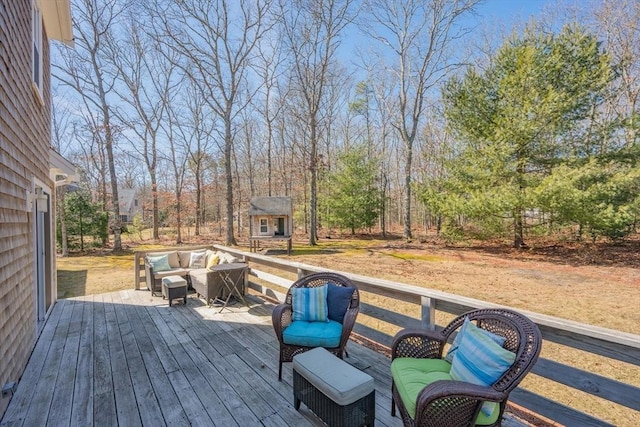 deck featuring an outbuilding