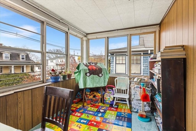 13 Conwell Ave, Somerville, MA 02144 - sunroom / solarium with wood walls and carpet