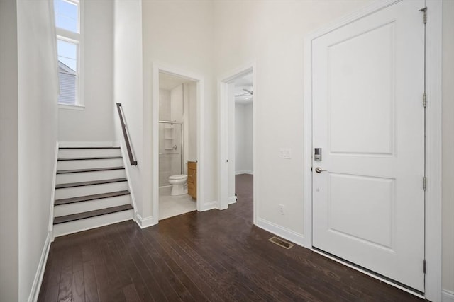 entrance foyer with dark wood-type flooring