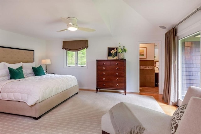 339 N St, Medfield, MA 02052 - bedroom featuring ensuite bathroom, a ceiling fan, light wood-type flooring, and baseboards