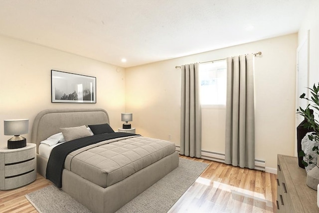 770 Cummins Hwy Unit 12, Boston, MA 02126 - bedroom with light wood-style floors, a baseboard radiator, and recessed lighting