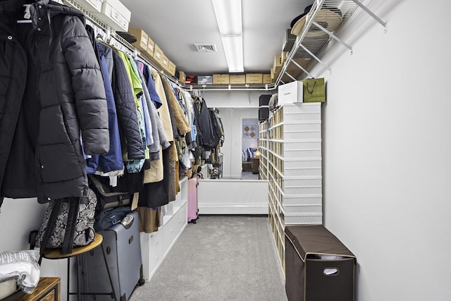 walk in closet featuring carpet