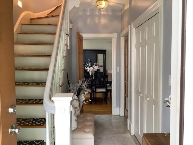 11 Dyer, Everett, MA 02149 - entryway with tile patterned flooring and stairway