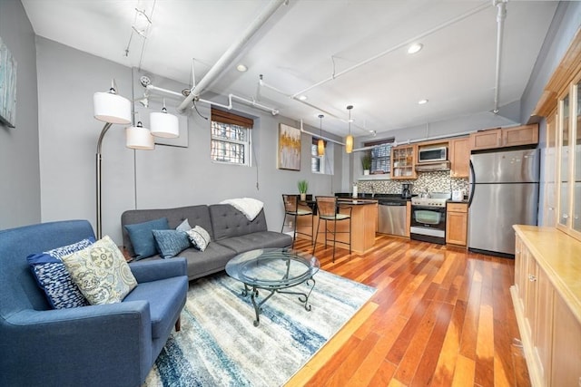 living room with light wood-style floors