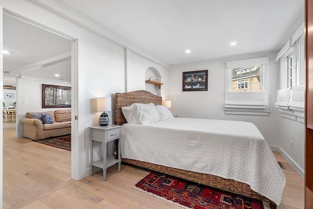 166 Water St Unit 166, Newburyport, MA 01950 - bedroom with light wood-style flooring and recessed lighting