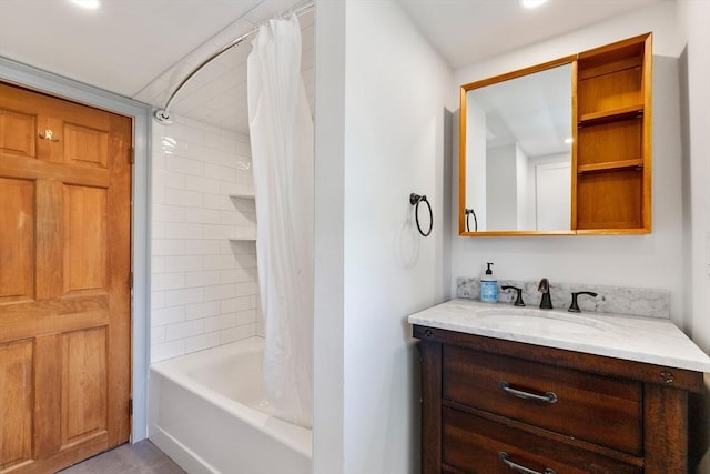 113 Bray St, Gloucester, MA 01930 - full bathroom with vanity and shower / tub combo with curtain