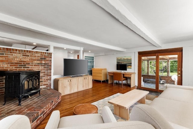 113 Bray St, Gloucester, MA 01930 - living room featuring beamed ceiling and wood finished floors