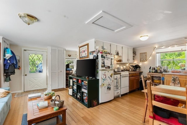 113 Bray St, Gloucester, MA 01930 - kitchen with white appliances and light wood-style flooring