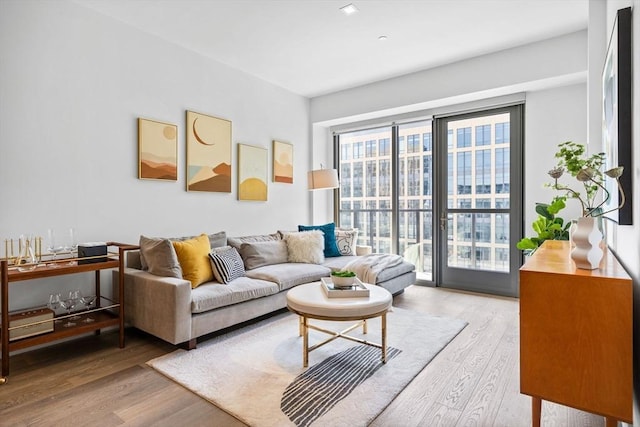 living area with wood finished floors