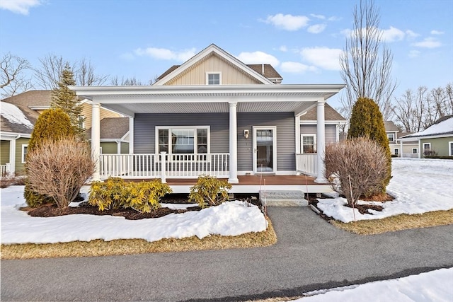 view of front of property with a porch and board and batten siding