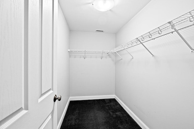 spacious closet with carpet floors and visible vents