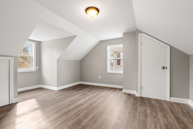 bonus room featuring lofted ceiling and wood-type flooring