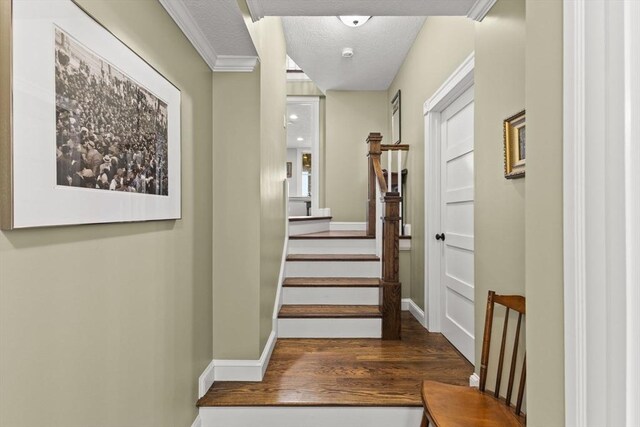 192 Furnace Ln, Pembroke, MA 02359 - corridor with wood finished floors, baseboards, and stairs