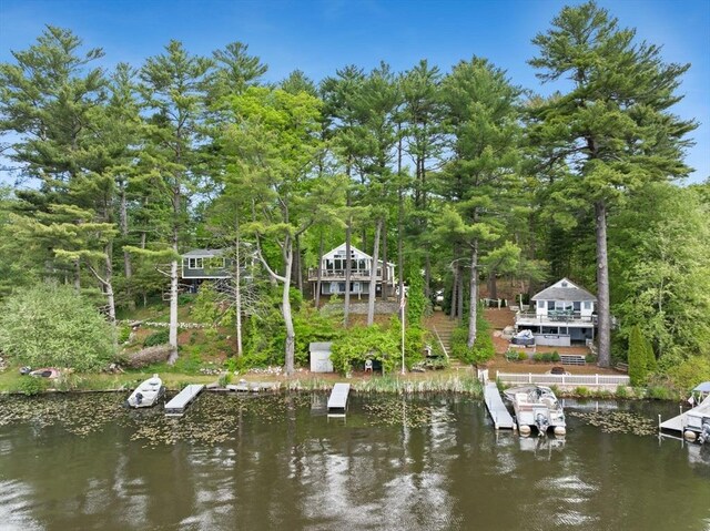 192 Furnace Ln, Pembroke, MA 02359 - dock area featuring a water view and a forest view