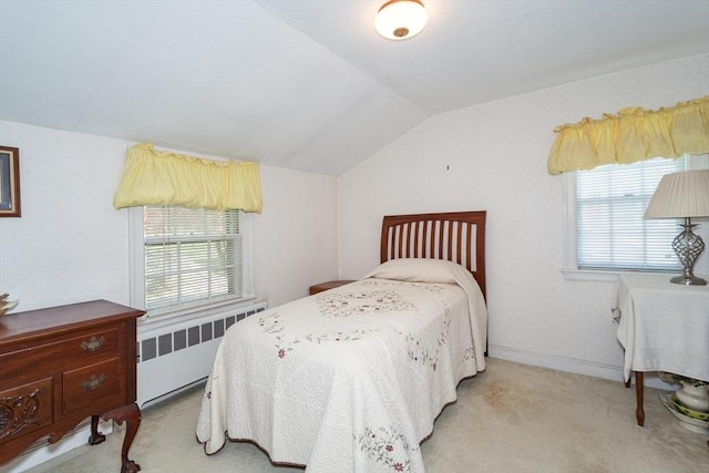 12 Bay State Rd, Natick, MA 01760 - carpeted bedroom with radiator, lofted ceiling, and multiple windows