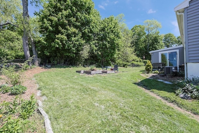 view of yard with central air condition unit