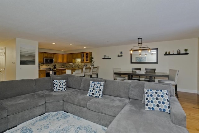 living room featuring light hardwood / wood-style floors