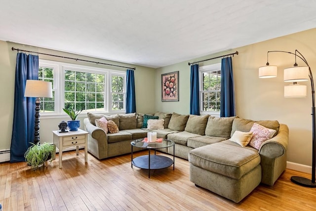 21 Boutwell, Andover, MA 01810 - living area with light wood finished floors and a baseboard radiator