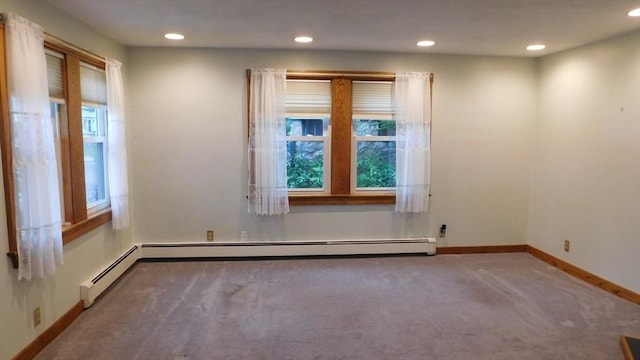 414 Cedar St, Dedham, MA 02026 - empty room with carpet flooring, recessed lighting, and baseboard heating