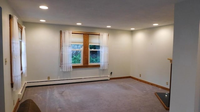 414 Cedar St, Dedham, MA 02026 - carpeted spare room with recessed lighting and baseboard heating