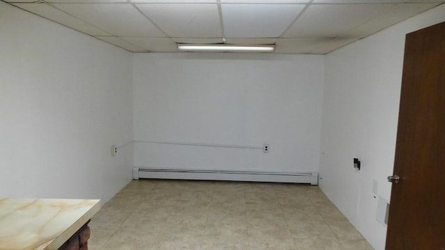 414 Cedar St, Dedham, MA 02026 - unfurnished room with baseboard heating and a paneled ceiling