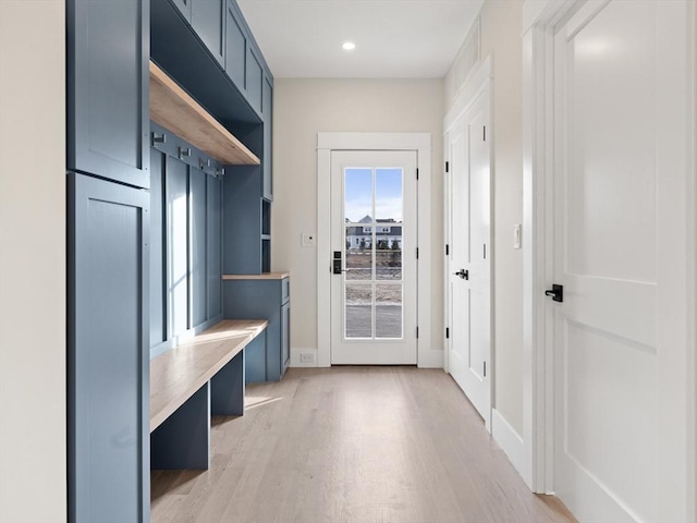 108 Glen St, Natick, MA 01760 - mudroom featuring light wood-style floors, recessed lighting, and baseboards