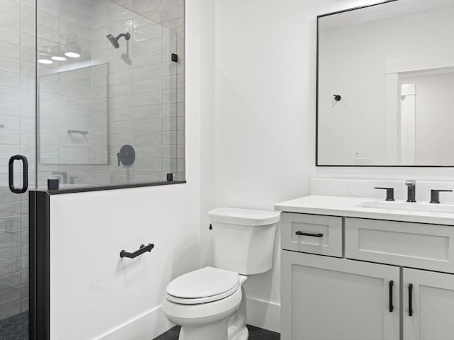 108 Glen St, Natick, MA 01760 - full bath featuring a shower stall, vanity, toilet, and baseboards