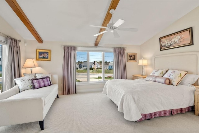 bedroom with carpet, multiple windows, and a ceiling fan