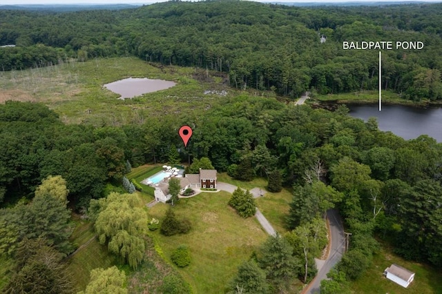 46 Baldpate Rd, Boxford, MA 01921 - view of property location with a heavily wooded area and a nearby body of water