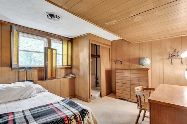 27 Philip Rd, Lexington, MA 02421 - carpeted bedroom featuring wooden ceiling and wood walls