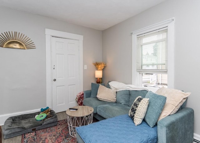 57 Prospect St, Watertown, MA 02472 - living area with plenty of natural light, wood finished floors, and baseboards