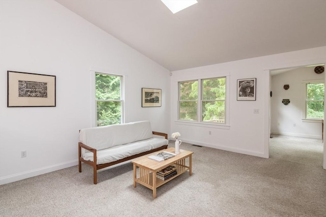 48 Northern Ave Unit 48, Northampton, MA 01060 - living room with baseboards, light colored carpet, and vaulted ceiling