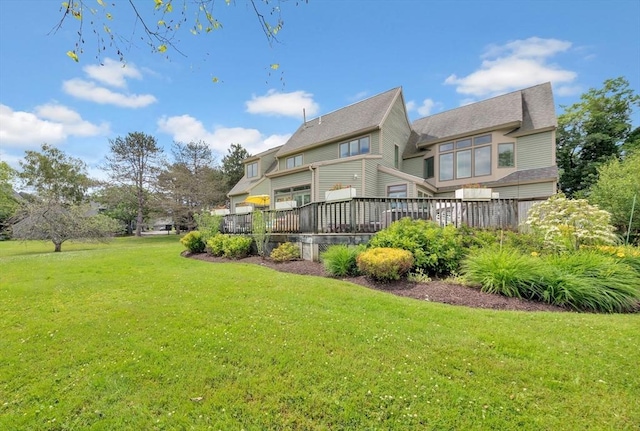 8 Barn Ln, Gloucester, MA 01930 - back of house with a yard and a wooden deck