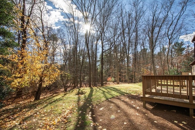 view of yard featuring a deck