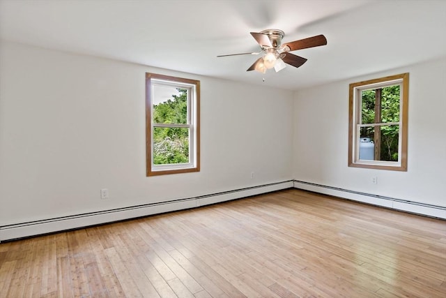 43 Water St, Freetown, MA 02702 - unfurnished room with healthy amount of natural light, a ceiling fan, and wood finished floors