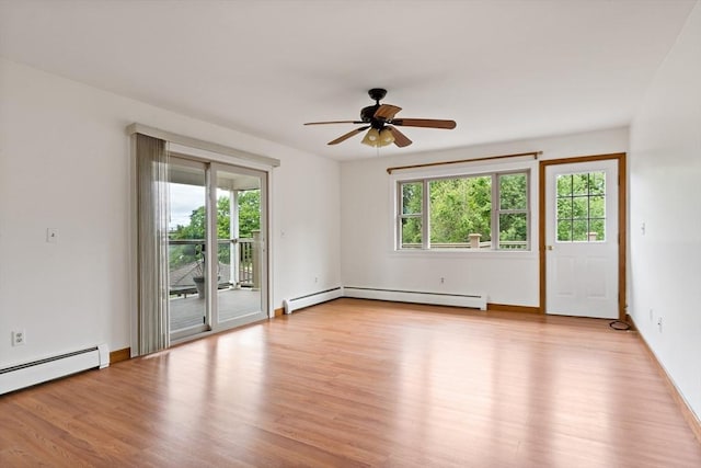 43 Water St, Freetown, MA 02702 - spare room with baseboard heating, light wood-style flooring, and ceiling fan