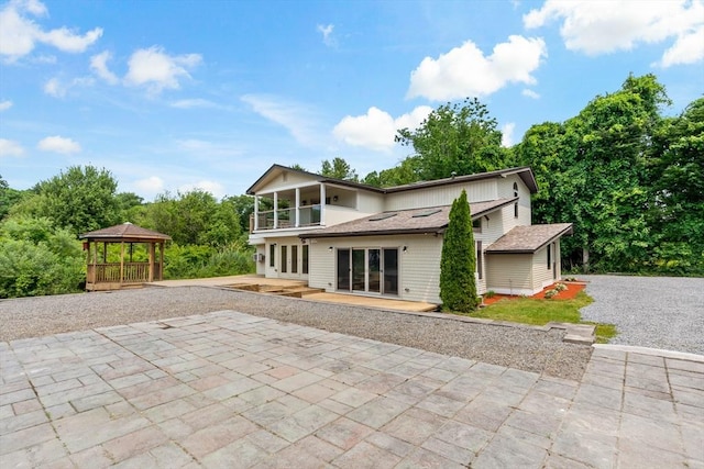 43 Water St, Freetown, MA 02702 - rear view of property with a gazebo, a patio, a balcony, and french doors